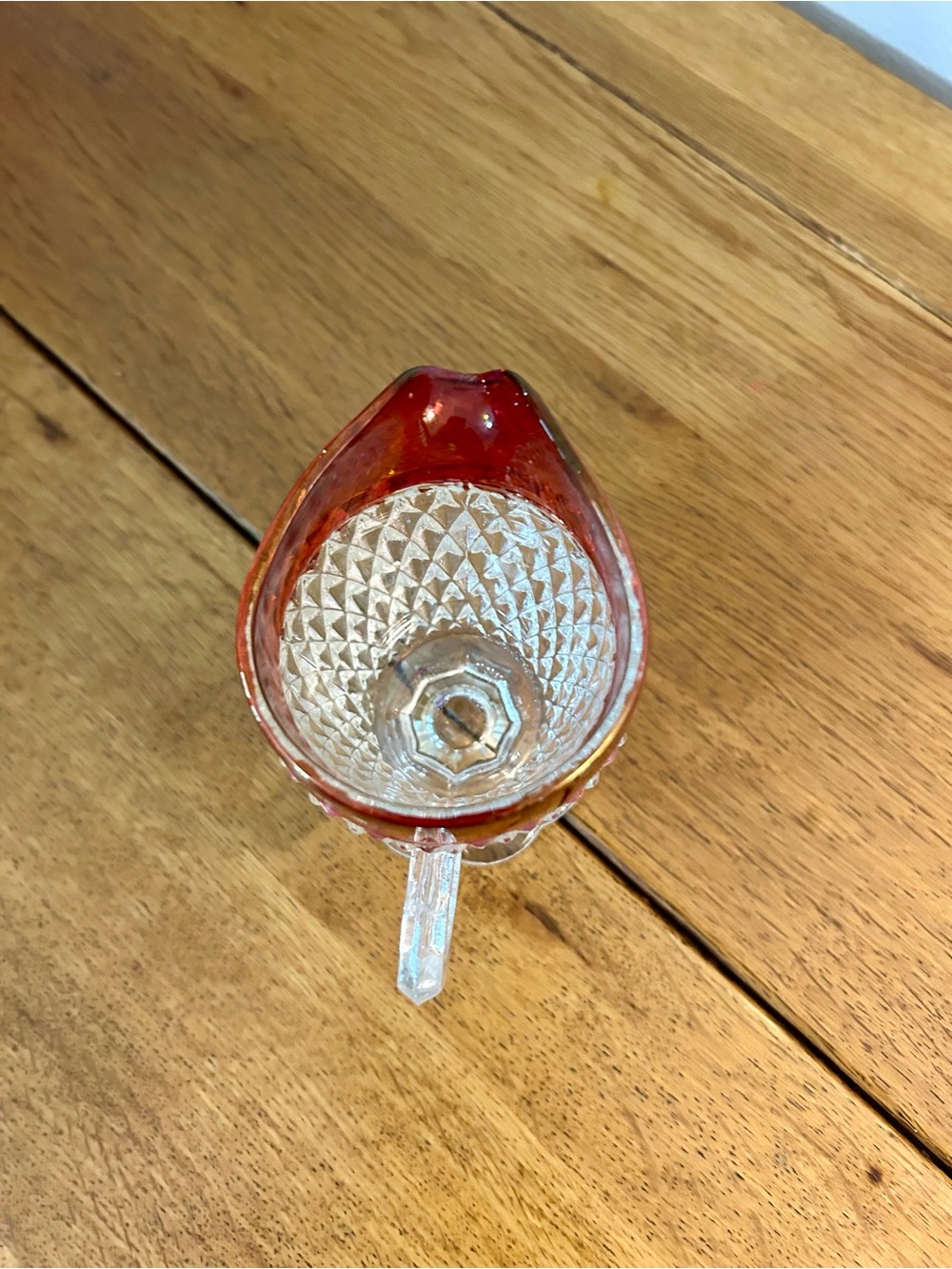 Indiana Glass Ruby-Topped Diamond Pattern Creamer - Picture 4 of 4
